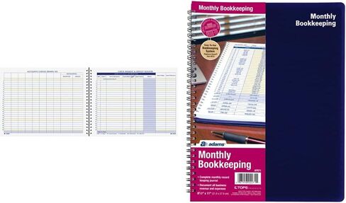 Adams Check Payment and Deposit Register, 8-1/2" x 11", 44 Pages, White & Bookkeeping Record Book, Monthly Format, White, 8.5 x 11 inches in Saudi Arabia