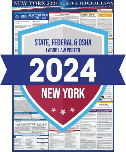 2024 New York State and Federal Labor Laws Poster - OSHA Workplace Compliant Includes FLSA FMLA and EEOC Updates - All in One Required Compliance Posting 16" x 40" - Laminated (POSTER ONLY) in Saudi Arabia