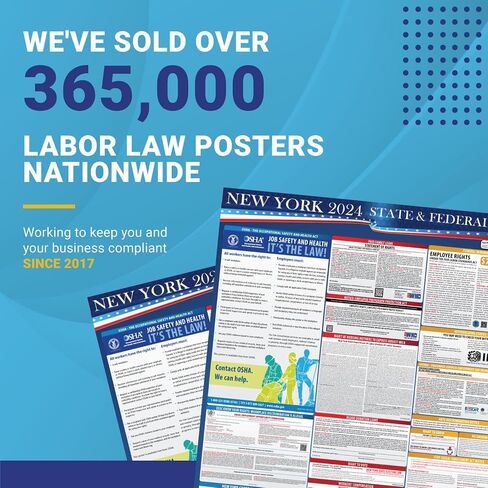 2024 New York State and Federal Labor Laws Poster - OSHA Workplace Compliant Includes FLSA FMLA and EEOC Updates - All in One Required Compliance Posting 16" x 40" - Laminated (POSTER ONLY) in Saudi Arabia