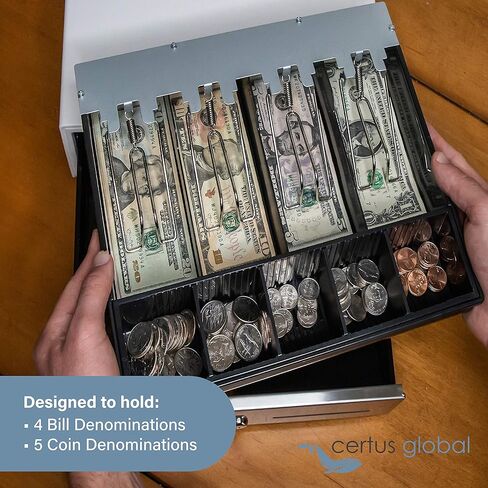 Certus Global Cash Drawer Insert Tray 4 Bills/5 Coins- 11.81" x 10.13" x 2.19" in Kuwait
