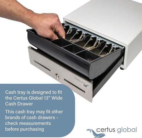 Certus Global Cash Drawer Insert Tray 4 Bills/5 Coins- 11.81" x 10.13" x 2.19" in Kuwait