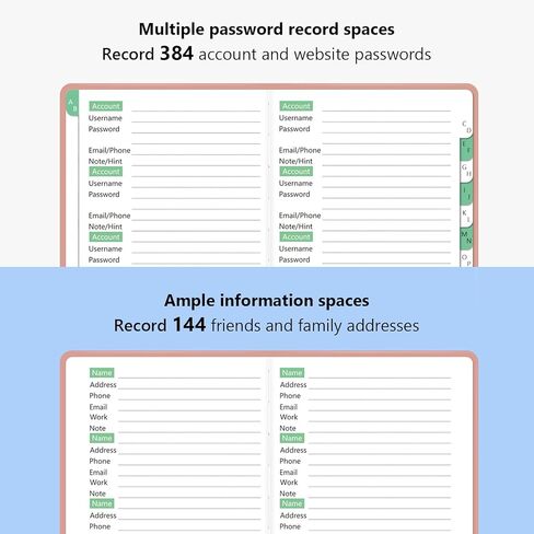 UpUDo Password Book with Tabs, Hardcover Internet Password Keeper and Telephone Address Organizer for Record Contacts-140 Pages- 5.8 * 8.3 inch Journal for Home or Office in Kuwait