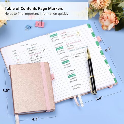 UpUDo Password Book with Tabs, Hardcover Internet Password Keeper and Telephone Address Organizer for Record Contacts-140 Pages- 5.8 * 8.3 inch Journal for Home or Office in Kuwait