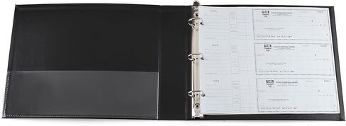 مجلد فحص مكون من 3 حلقات - لمحاسب المنزل وشيكات دفتر المكتب - يناسب 3 شيكات عمل في الصفحة مع قسائم جانبية، يمكن أن يحمل 250 شيكًا، غطاء جلدي من الفينيل - 11 1/4 بوصة × 9 بوصة in Kuwait