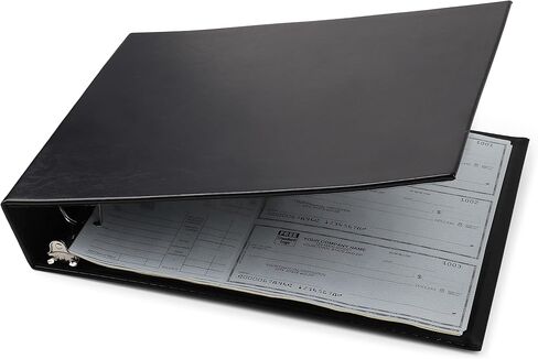 مجلد فحص مكون من 3 حلقات - لمحاسب المنزل وشيكات دفتر المكتب - يناسب 3 شيكات عمل في الصفحة مع قسائم جانبية، يمكن أن يحمل 250 شيكًا، غطاء جلدي من الفينيل - 11 1/4 بوصة × 9 بوصة in Kuwait