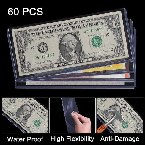 15PCS Banknotes Top-Insert Holders - Currency PVC Transparent Bill Money Top-Load Sleeves Display Holder for Regular Bills Protector Storage Cases Collectors PN03L15 in Saudi Arabia