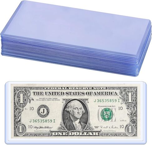 15PCS Banknotes Top-Insert Holders - Currency PVC Transparent Bill Money Top-Load Sleeves Display Holder for Regular Bills Protector Storage Cases Collectors PN03L15 in Saudi Arabia