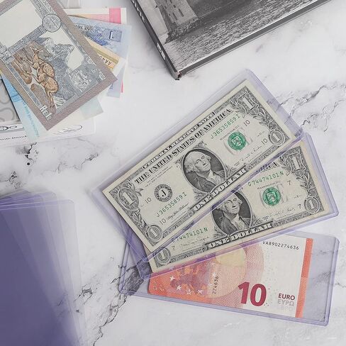 15PCS Banknotes Top-Insert Holders - Currency PVC Transparent Bill Money Top-Load Sleeves Display Holder for Regular Bills Protector Storage Cases Collectors PN03L15 in Saudi Arabia