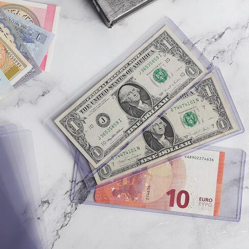15PCS Banknotes Top-Insert Holders - Currency PVC Transparent Bill Money Top-Load Sleeves Display Holder for Regular Bills Protector Storage Cases Collectors PN03L15 in Saudi Arabia