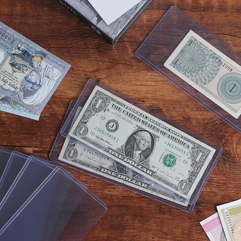 15PCS Banknotes Top-Insert Holders - Currency PVC Transparent Bill Money Top-Load Sleeves Display Holder for Regular Bills Protector Storage Cases Collectors PN03L15 in Saudi Arabia