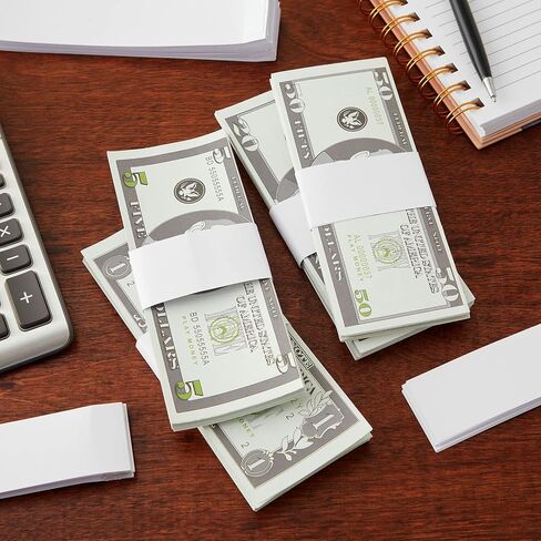 Juvale 300 Pack Money Bands for Cash, Blank Self-Adhesive Currency Straps, Bill Wrappers (White, 7.8x1.2 in) in Kuwait