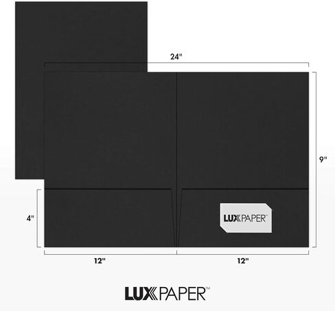 LUXPaper 9" x 12" Presentation Folders | Two Pocket | Black Linen | 100lb. Cover | 50 Qty in Saudi Arabia