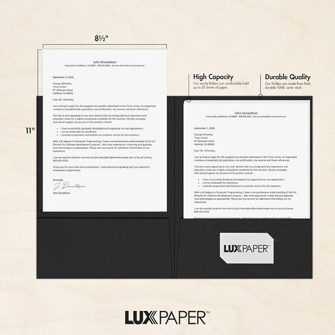 LUXPaper 9" x 12" Presentation Folders | Two Pocket | Black Linen | 100lb. Cover | 50 Qty in Saudi Arabia