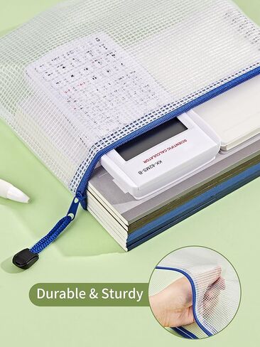 JARLINK 20 Pack 10 Colors Zipper Mesh Document Pouch, 6x9 Inch/A5, Plastic Water-Resistant File Bags, for School Office Supplies, Cosmetics Travel Storage, Assorted Color in Kuwait