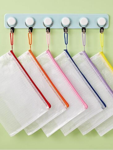 JARLINK 20 Pack 10 Colors Zipper Mesh Document Pouch, 6x9 Inch/A5, Plastic Water-Resistant File Bags, for School Office Supplies, Cosmetics Travel Storage, Assorted Color in Kuwait