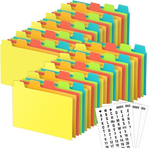 فواصل بطاقات مؤشر Chell Poly 3x5، دليل بطاقات مؤشر ثقيل الوزن من A-Z لبطاقات الفلاش وبطاقات الوصفات، مع ملصقات أبجدية/فارغة، حزمة من 25 in Kuwait