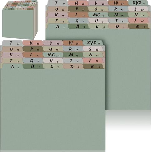 50 Pcs A-Z Alphabet Top Tab File Guides Set, Heavyweight Letter Size File Dividers 1/5 Cut Tab File Cabinet Dividers Desk Organizer for Work School Office Home (Classic Colors) in Saudi Arabia