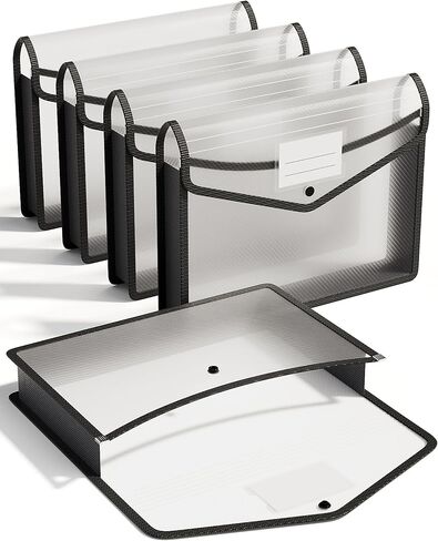 ThinkTex Plastic Expanding File Folder, Transparent envelopes with Snap Closure, No Dividers, Large Capacity, Assorted Colors, Fit Letter/A4 Size - 5 Packs in Saudi Arabia