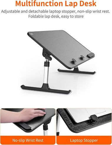 Laptop Desk for Bed, SAIJI Height & Angle Adjustable Laptop Stand for Bed, Lap Desk Bed Tray Table, Light Weight Foldable Portable Laptop table for Couch Sofa Chair Floor Desk for Adults, Kids (Black) in Saudi Arabia