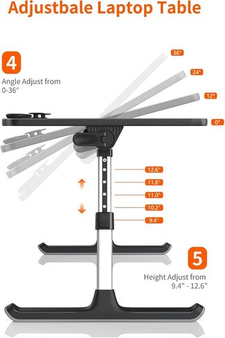 Laptop Desk for Bed, SAIJI Height & Angle Adjustable Laptop Stand for Bed, Lap Desk Bed Tray Table, Light Weight Foldable Portable Laptop table for Couch Sofa Chair Floor Desk for Adults, Kids (Black) in Saudi Arabia