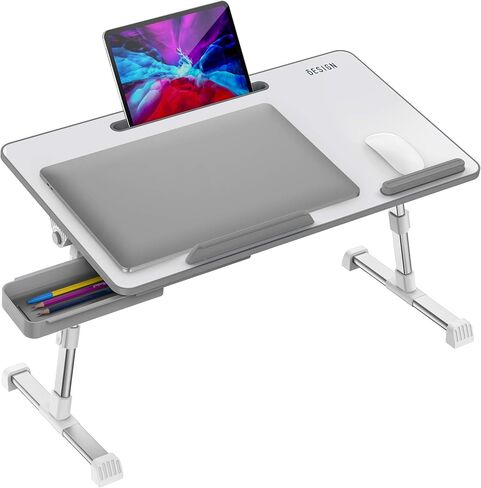 Besign LT06 Pro Adjustable Laptop Table [Large Size], Portable Standing Bed Desk, Foldable Sofa Breakfast Tray, Notebook Computer Stand for Reading and Writing, Black in Kuwait