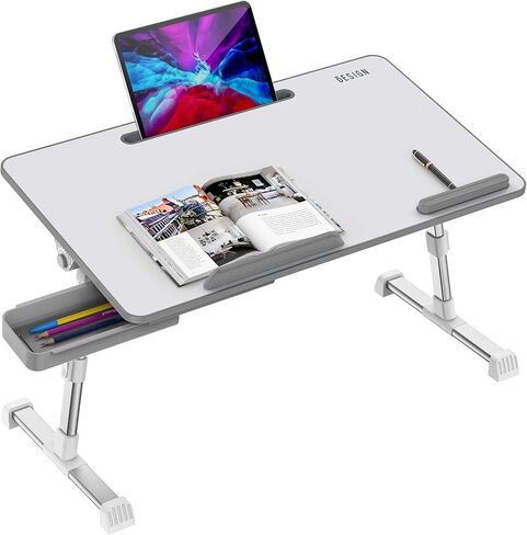 Besign LT06 Pro Adjustable Laptop Table [Large Size], Portable Standing Bed Desk, Foldable Sofa Breakfast Tray, Notebook Computer Stand for Reading and Writing, Black in Kuwait