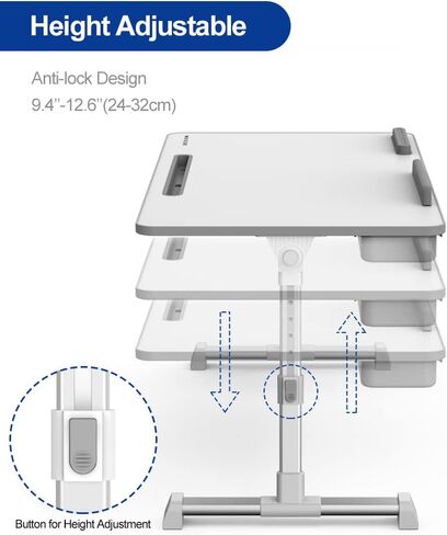 Besign LT06 Pro Adjustable Laptop Table [Large Size], Portable Standing Bed Desk, Foldable Sofa Breakfast Tray, Notebook Computer Stand for Reading and Writing, Black in Kuwait