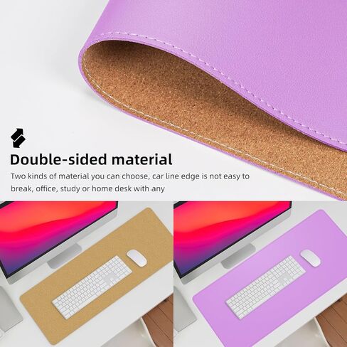 AFIING Leather Desk pad Protector, Large Non-Slip Office Desk Mat with Natural Cork & PU Leather, Waterproof Writing Mouse Pad for Office and Home (55in*17in,Beige) in Kuwait