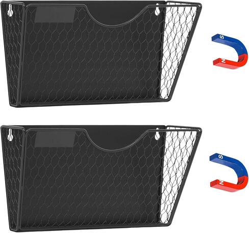 Magnetic File Holder 2 Pack Large Capacity File Folder Organizer No Drilling Installation Hanging Magazine Rack for Office File Cabinet, Refrigerator, Whiteboard, Kitchen in Saudi Arabia