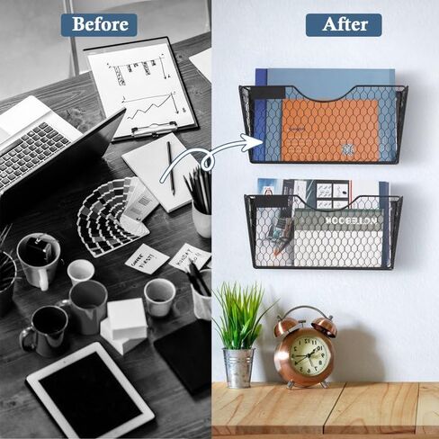 Magnetic File Holder 2 Pack Large Capacity File Folder Organizer No Drilling Installation Hanging Magazine Rack for Office File Cabinet, Refrigerator, Whiteboard, Kitchen in Saudi Arabia