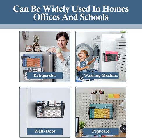 Magnetic File Holder 2 Pack Large Capacity File Folder Organizer No Drilling Installation Hanging Magazine Rack for Office File Cabinet, Refrigerator, Whiteboard, Kitchen in Saudi Arabia