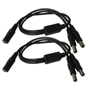 InstallerCCTV DC Power Splitter Cable, 1 Female to 8 Male Output Y Adapter, Plug 5.5mm x 2.1mm Pigtail Cable for CCTV Security Cameras, Accessories, and Led Strip Lights, Black
