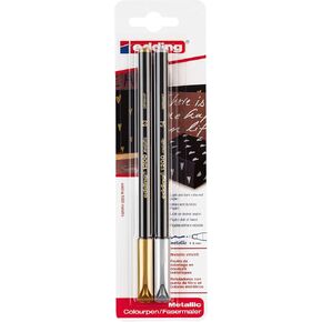 edding 1200 metallic colour pen - multi-coloured - 6 pens - round nib 1-3 mm - glitter metallic markers for writing,drawing and sketching-for guests books,card making,DIY photo albums and scrapbooking