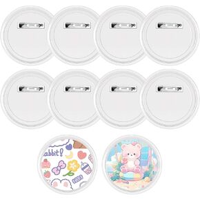 10Pcs Acrylic Buttons Pin Badge, 2.3 Inch Clear Blank Craft Button with Pin Button Pin Badges Kit for DIY Crafts Supplies, School Projects,Party Activities
