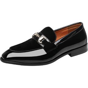 ELANROMAN Mens Dress Loafers Classic Patent Velvet Penny Tuxedo Shoes