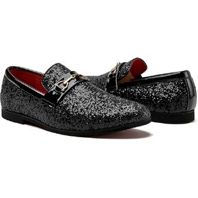 Men Loafer Metallic Textured Slip-on Glitter Sequins Fashion Wedding Dress Shoes Golden