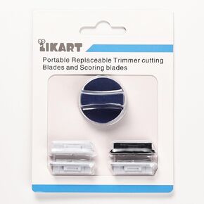 Likart 4-Pack Paper Cutter Replacement Blades for Paper Portable Trimmer, Replacement Blade for Paper Cutter/Roll Holder/Paper Cutter,3 Cutting Blades & 1 Scoring Blades with a Holder,Blue