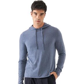 GreenMount Men's Lightweight Cashmere Hoodie Blend with Volcanic Ash Breathable Pullover for Spring and Summer