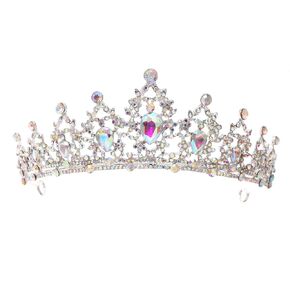 FORSEVEN Crystal Wedding Crown Rhinestone Headband Princess Birthday Party Tiara Bridal Wedding Accessories (Gold+AB Color)