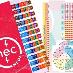 2023 NEC Tabs, NFPA 70 National Electrical Code 2023 Tabs with Wire Chart / 2 Ohm's Law Stickers and Dot Stickers for Marking Point (Book Not Included)
