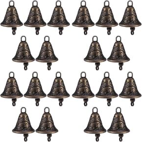 DOITOOL Craft Bells, 20Pcs Jingle Bells Small Vintage Bells, Mini Craft Bells Christmas Tree Pendants for Wedding Doors Dog Collar Wind Chimes Christmas Decoration (Random Style)