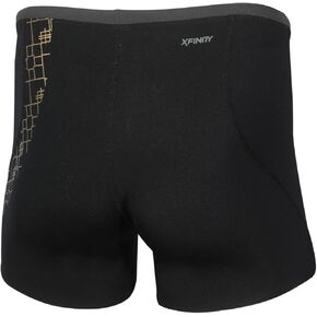 ZONE3 Mens Iconic Aquashort - Black Grey Gold - Easy Stretch UV Sun Protection and SPF Properties - Waist Size - 34