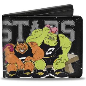 Buckle-Down Men's Wallet, Bifold, Monstars Player Bench Galaxy Black White Gray, Vegan Leather, Looney Tunes Space Jam, 4.0" x 3.5"