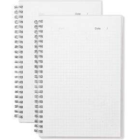 MEMX Graph Ruled Spiral Notebook, 5.8 x 8.3 Inches A5, Square 5mm Grid Paper Journals with Plastic Hardcover, 140-Pages 70-Sheets Per Pack (Pack of 2)