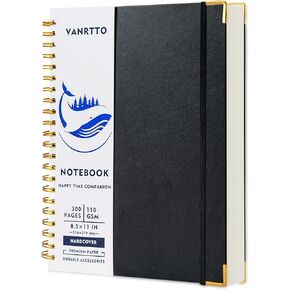 Spiral Notebook, Hardcover 8.5 x 11 IN College Ruled Notebooks, 300 Pages Notebooks for Work and School, 110 GSM Thick Papers Journals for Writing, Office Supplies for Women and Men Green
