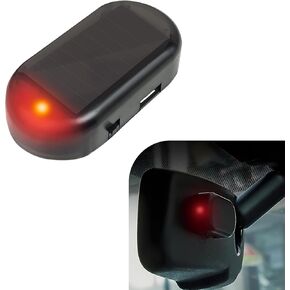 1 PC LED Car Solar Alarm Safety Light with USB Port, Anti-Theft Vehicle Flash Light Replacement, Universal Waterproof Automotive Warning Light Accessories for Truck SUV Car (Red Light)