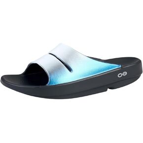 OOFOS Women's OOahh Luxe Slide Slipper, Frost, 6