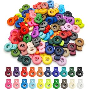 mollensiuer 50Pcs Plastic Flat Adjustable Cord Locks Single Hole Spring Toggle Stopper DIY Cord Lock Drawstring Locks for Drawstrings, Shoelaces, Bags, Gloves, More