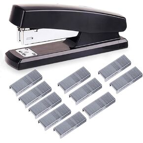 Desktop Staples, 4.8 Inch Labor Saving Black Stapler for 20 Sheets Capacity with 500 Pcs No.12 Staples (Black)