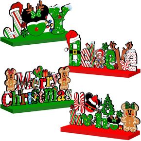 الماوس زينة عيد الميلاد الجدول محور 4pcs الزنجبيل عيد الميلاد حزب زينة علامات خشبية عيد ميلاد سعيد الجدول توبر علامات صور الدعامة لعطلات عيد الميلاد الطبقات صينية ديكور in Kuwait